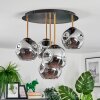 Ripoll ceiling light, globe light brass, black, 5-light sources