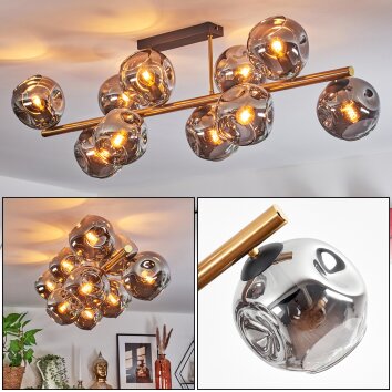 Ripoll ceiling light, globe light gold, black, 10-light sources