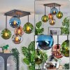 Gastor ceiling light, globe light blue, chrome, green, coppery, Smoke-coloured, 5-light sources