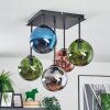 Gastor ceiling light, globe light blue, chrome, green, coppery, Smoke-coloured, 5-light sources