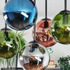 Gastor ceiling light, globe light blue, chrome, green, coppery, Smoke-coloured, 5-light sources