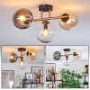 Gastor ceiling light, globe light gold, black, 3-light sources