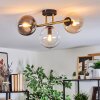 Gastor ceiling light, globe light gold, black, 3-light sources