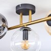 Gastor ceiling light, globe light gold, black, 3-light sources