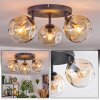 Ripoll ceiling light, globe light Amber, clear, 3-light sources