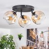 Ripoll ceiling light, globe light Amber, clear, 3-light sources