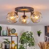 Ripoll ceiling light, globe light Amber, clear, 3-light sources