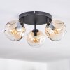 Ripoll ceiling light, globe light Amber, clear, 3-light sources