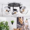 Koyoto ceiling light, globe light chrome, clear, Smoke-coloured, 3-light sources