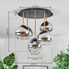 Koyoto ceiling light, globe light brass, black, 5-light sources