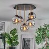 Koyoto ceiling light, globe light brass, black, 5-light sources