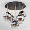 Koyoto ceiling light, globe light brass, black, 5-light sources