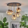 Ripoll ceiling light, globe light brass, black, 5-light sources