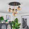 Ripoll ceiling light, globe light brass, black, 5-light sources
