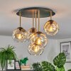 Ripoll ceiling light, globe light brass, black, 5-light sources