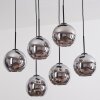 Koyoto hanging light, globe light, pendant light chrome, Smoke-coloured, 6-light sources