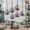 Koyoto hanging light, globe light, pendant light chrome, Smoke-coloured, 6-light sources