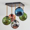 Gastor ceiling light, globe light gold, black, 5-light sources