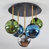 Gastor ceiling light, globe light 45 cm brass, black, 5-light sources