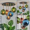 Gastor ceiling light, globe light 45 cm brass, black, 5-light sources