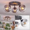 Gastor ceiling light, globe light 25 cm clear, Smoke-coloured, 3-light sources