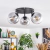 Gastor ceiling light, globe light 25 cm clear, Smoke-coloured, 3-light sources