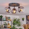 Gastor ceiling light, globe light 25 cm clear, Smoke-coloured, 3-light sources