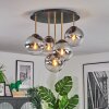 Gastor ceiling light, globe light brass, black, 5-light sources