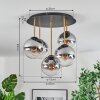 Gastor ceiling light, globe light brass, black, 5-light sources