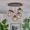 Gastor ceiling light, globe light brass, black, 5-light sources