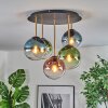 Gastor ceiling light, globe light brass, black, 5-light sources