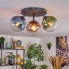 Gastor ceiling light, globe light blue, green, clear, coppery, 3-light sources