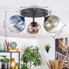 Gastor ceiling light, globe light blue, green, clear, coppery, 3-light sources