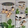 Ripoll ceiling light, globe light brass, black, 5-light sources