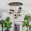Ripoll ceiling light, globe light brass, black, 5-light sources
