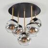 Ripoll ceiling light, globe light brass, black, 5-light sources