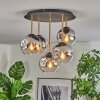 Ripoll ceiling light, globe light brass, black, 5-light sources