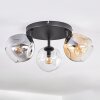 Ripoll ceiling light, globe light Amber, clear, Smoke-coloured, 3-light sources