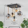 Ripoll ceiling light, globe light gold, black, 5-light sources