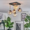 Ripoll ceiling light, globe light gold, black, 5-light sources