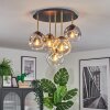 Ripoll ceiling light, globe light brass, black, 5-light sources