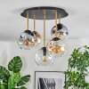 Ripoll ceiling light, globe light brass, black, 5-light sources
