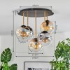Ripoll ceiling light, globe light brass, black, 5-light sources