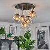 Ripoll ceiling light, globe light brass, black, 5-light sources
