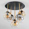 Ripoll ceiling light, globe light brass, black, 5-light sources