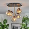 Ripoll ceiling light, globe light brass, black, 5-light sources