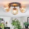 Chehalis ceiling light, globe light 48.5 cm Amber, clear, 3-light sources