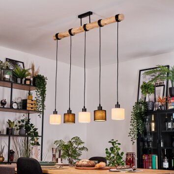 Bassagoda hanging light, pendant light Ecru, black, 5-light sources