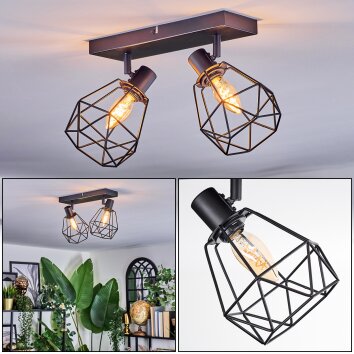 Yaak ceiling light, ceiling spotlight black, 2-light sources