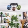 Gastor ceiling light, globe light blue, green, coppery, 3-light sources